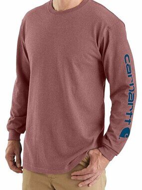 Carhartt Men's XL Loose Fit Heavyweight Long Logo Sleeve Graphic T-Shirt Apple B